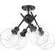 Axel 4 Light 24 inch Matte Black Semi-Flush Ceiling Light in Clear Glass